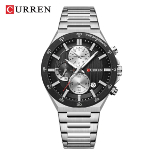 Curren 8481 Luxury Fashion Chronograph Men's Watch – Silver Black