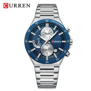 Curren 8481 Luxury Fashion Chronograph Men's Watch – Silver Blue