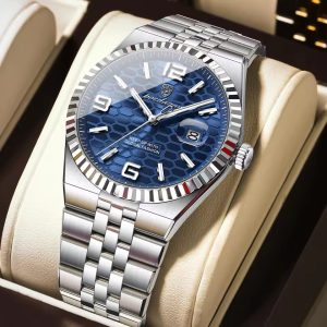 POEDAGAR 839 Luxury Fashion Men's Quartz Watch - Silver Blue