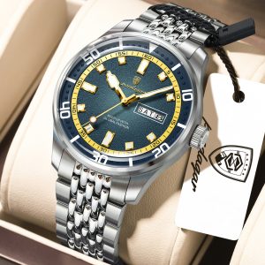 POEDAGAR 609 Luxury Fashion Men's Quartz Watch – Silver Blue